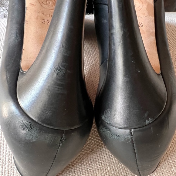 Authentic Chanel Leather Platform Heels 37.5 - Picture 7 of 8